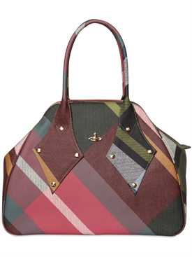 VIVIENNE WESTWOOD - DERBY COATED CANVAS LARGE TOP HANDLE
