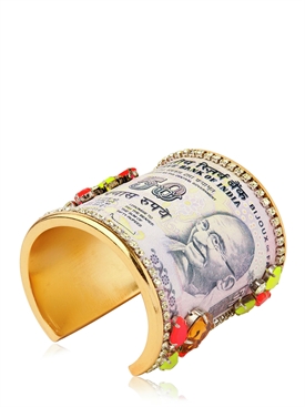 BIJOUX DE FAMILLE - PINK MAHARANI LEATHER AND TIN CUFF