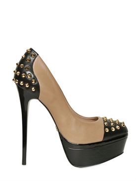 KG KURT GEIGER - 140MM ESME STUDS TWO TONE LEATHER PUMPS
