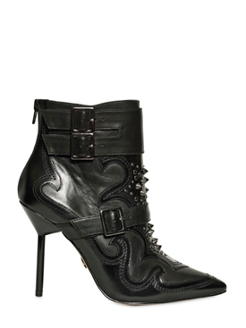KG KURT GEIGER - 100MM WYATT STUDDED LEATHER BELT BOOTS