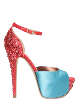 GINA - 140MM DESTINY SATIN AND LINEN SANDALS