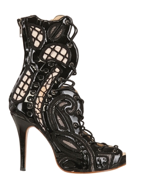 KTZ - 130MM VINYL LACE OPEN TOE BOOT PUMPS