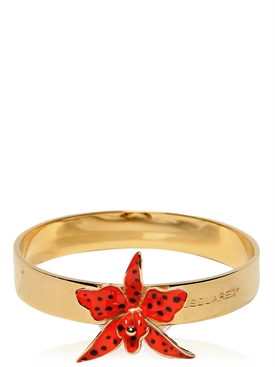 DSQUARED - ORCHID ENAMELED BRASS RIGID BRACELET