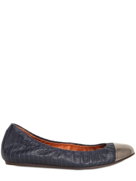 LANVIN - 10MM TWO TONE LEATHER BALLERINA FLATS