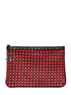 GIVENCHY - MEDIUM STUDDED WOVEN LEATHER CLUTCH