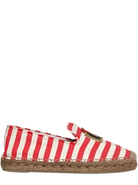 MARC JACOBS - 20MM STRIPED COTTON AND ROPE FLATS