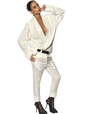 HAIDER ACKERMANN - SILK SATIN ON SILK CREPE JACKET