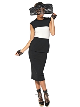 ALEXANDER MCQUEEN - TWO TONE VISCOSE JACQUARD KNIT DRESS