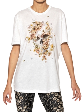 ALEXANDER MCQUEEN - FLORAL SKULL PRINT COTTON JERSEY T-SHIRT