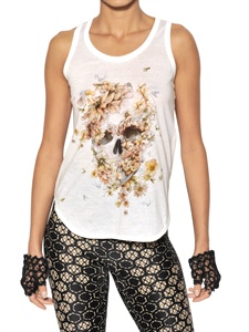 ALEXANDER MCQUEEN - FLORAL SKULL PRINTED JERSEY TANK TOP