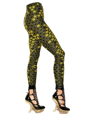 ALEXANDER MCQUEEN - HONEYCOMB LACE PRINTED LYCRA LEGGINGS