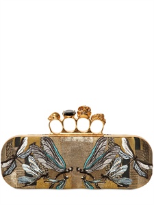 ALEXANDER MCQUEEN - JACQUARD DRAGONFLY KNUCKLEBOX CLUTCH