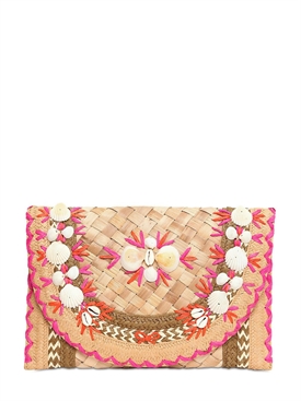 ANYA HINDMARCH - IPANEMA SHELLS WOVEN STRAW RAFFIA CLUTCH
