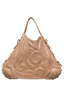 SALVATORE FERRAGAMO - LARGE FERGIE EMBROIDERED LEATHER BAG