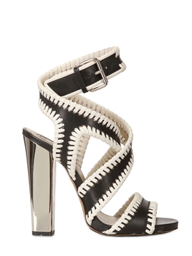 ETRO - 120MM MIRRORED HEEL LEATHER SANDALS