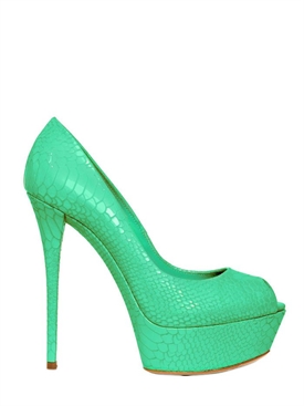 CASADEI - 140MM GLOSSY PATENT PYTHON PRINT PUMPS