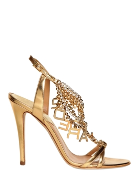 DSQUARED - 120MM LAMINATED LEATHER LOGO SANDALS