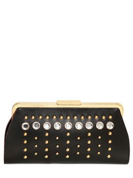 MARNI - STUDS AND CRYSTALS LEATHER CLUTCH