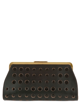MARNI - PERFORATED LEATHER AND PATENT CLUTCH