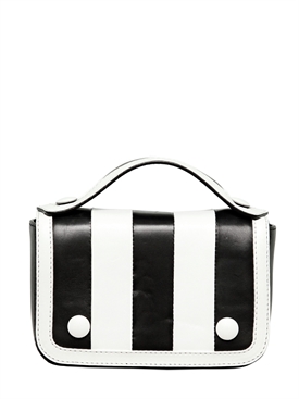 MOSCHINO - MINI GLORIA STRIPED NAPPA LEATHER BAG