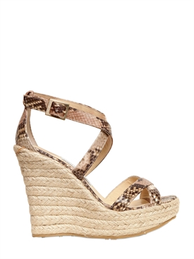 JIMMY CHOO - 120MM PORTO PYTHON PRINT LEATHER WEDGES