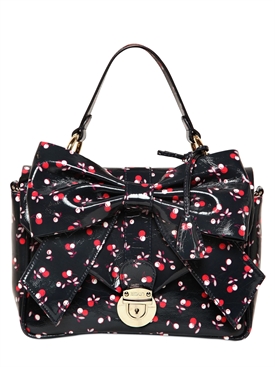 RED VALENTINO - CHERRY PRINTED LEATHER TOP HANDLE