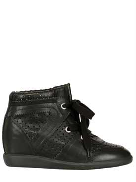 ISABEL MARANT - 80MM BAYA CALFSKIN WEDGE SNEAKERS