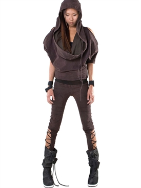 DEMOBAZA - HOODED RUSTY COTTON FLEECE JUMPSUIT