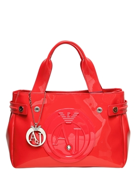 ARMANI JEANS - MEDIUM EMBOSSED LOGO PATENT VINYL TOTE