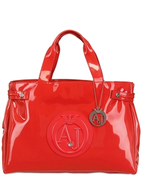 ARMANI JEANS - LARGE EMBOSSED LOGO PATENT VINYL TOTE