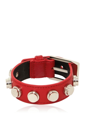 SAINT LAURENT - STUDDED LEATHER SMALL CUFF BRACELET