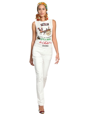 DOLCE &amp; GABBANA - SICILIAN CART COTTON JERSEY TANK TOP
