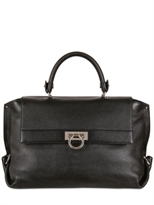 SALVATORE FERRAGAMO - LARGE SOFIA GRAINED LEATHER TOP HANDLE