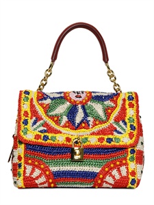 DOLCE &amp; GABBANA - DOLCE BAG CROCHET RAFFIA TOP HANDLE