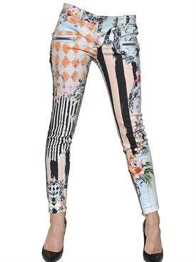 BALMAIN - STRETCH COTTON DENIM BIKER JEANS