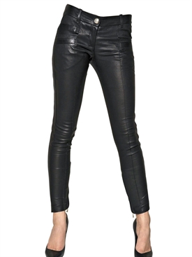 BALMAIN - NAPPA LEATHER BIKER JEANS