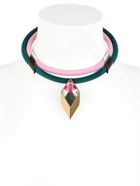 DELFINA DELETTREZ - INFINITY GOLD PLATED AND RUBBER NECKLACE