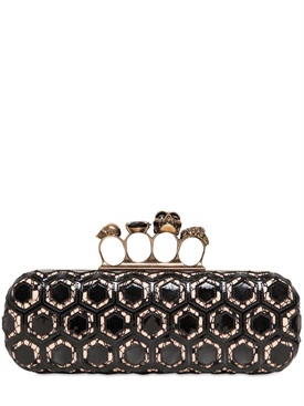 ALEXANDER MCQUEEN - LASER CUT PATENT KNUCKLEBOX CLUTCH