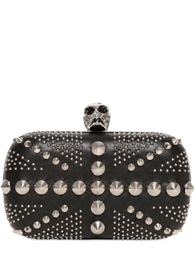 ALEXANDER MCQUEEN - STUDDED BRITANNIA SKULL BOX CLUTCH