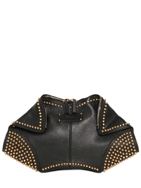 ALEXANDER MCQUEEN - GOLD STUDS LEATHER DEMANTA CLUTCH