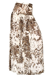 BLUMARINE - PRINTED SILK CHIFFON LONG SKIRT