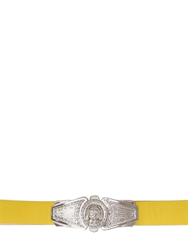 BALMAIN - SILVER PLAQUE LEATHER BELT