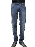 DOLCE & GABBANA - LOGO PLAQUE CRACKLED JEANS