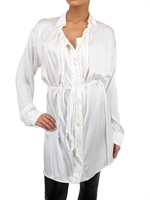 ANN DEMEUL.BLANCHE - CAMICIA DI RASO CON LACCIO DA ANNODARE