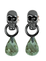 DELFINA DELETTREZ - WHITE SKULL AND TOURMALINE EARRINGS - TOURMALINE