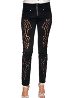 ROBERTO CAVALLI - STRETCH DENIM CUT OUT CROPPED JEANS