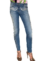 ROBERTO CAVALLI - JEWEL STRETCH DENIM JEANS