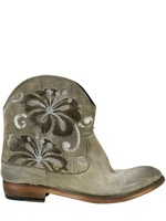 STRATEGIA - EMBROIDERY WASHED SILK LOW BOOTS