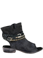 STRATEGIA - WASHED LEATHER OPEN TOE LOW BOOTS