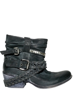 STRATEGIA - WASHED LEATHER BELT LOW BOOTS